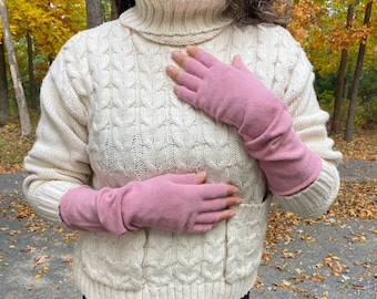 Warm Knit Gloves**Lovely Pink Fingerless Winter Gloves for Women**Wool Arm Warmers**Beautiful Gift For Christmas For Her