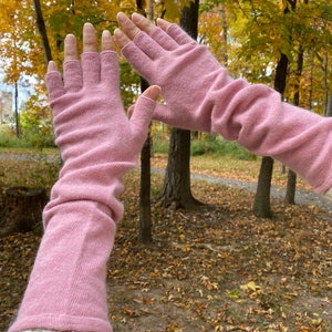 Warm Knit Gloves**Lovely Pink Fingerless Winter Gloves for Women**Wool Arm Warmers**Beautiful Gift For Christmas For Her