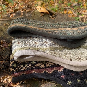 Black Winter Headbands for Men Women Unisex Wool, Ear Warmers for Ski or for Walks Knitted with Thick Fleece Lined, Cold Weather Warm Ear