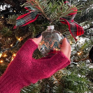 Unisex Angora Wool Fingerless Short Half Finger Winter Gloves Burgundy Color Mittens Great Christmas Gift image 2