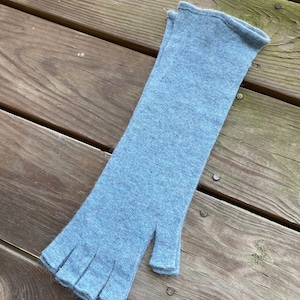 Warm Knit Gloves**Light Blue Fingerless Winter Gloves for Women**Wool Arm Warmers**Beautiful Gift For Christmas For Her