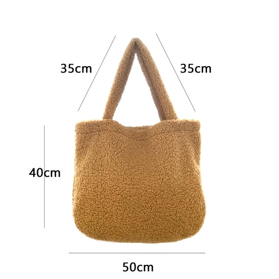 Teddy Bag Ladies - Mom Bag Fluffy Shopper Bag - Beige Mommy Bag