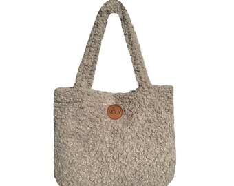 ★送料・関税込★Ossl★Handmade Dan.z fleece fluffy tote bag Fluffy Fleece Teddy Tote Bag With Zipper, Boho Large