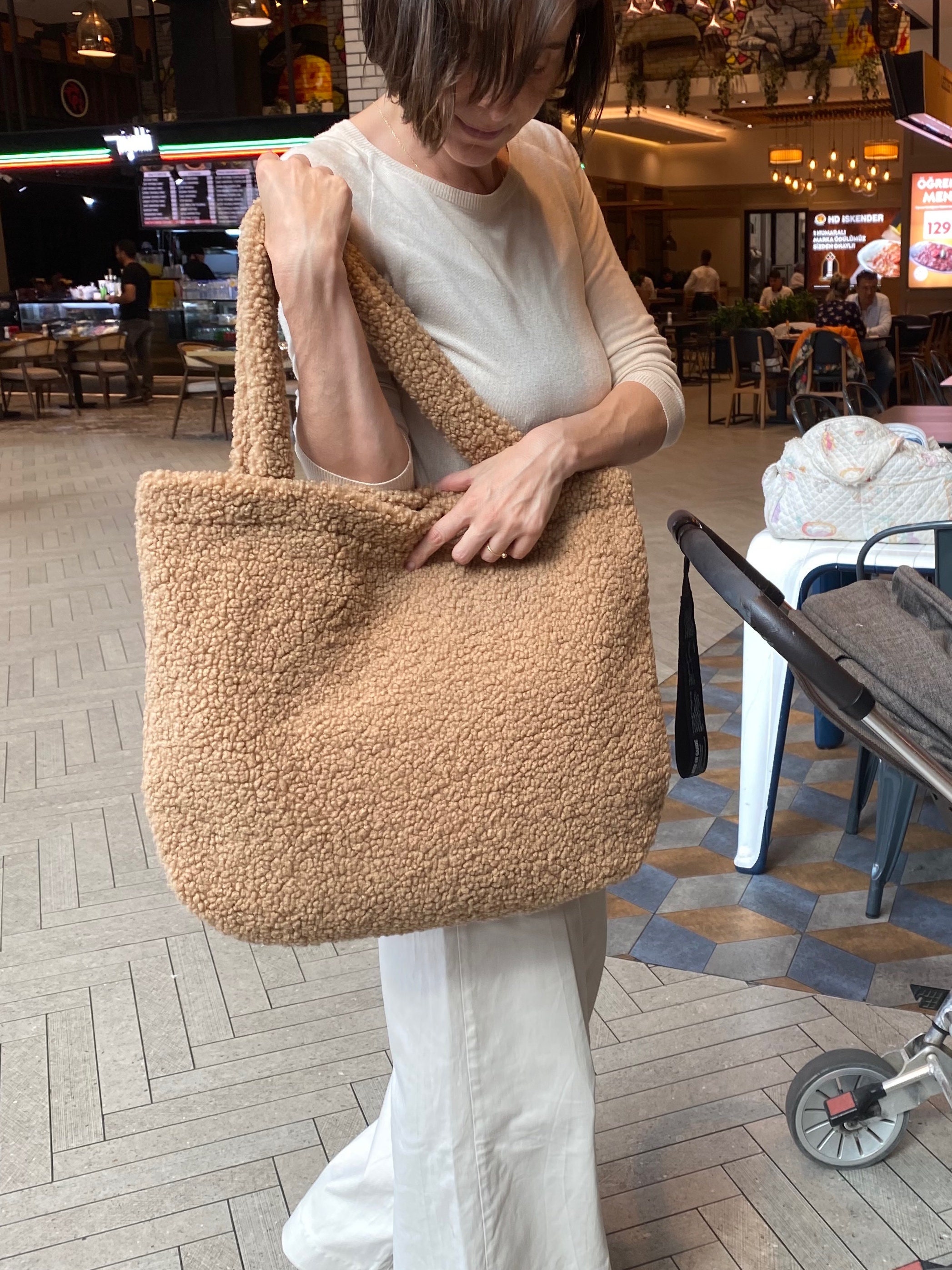 ★送料・関税込★Ossl★Handmade Dan.z fleece fluffy tote bag Amazon.com: Large Fleece Sherpa Purse Teddy Plush Fluffy