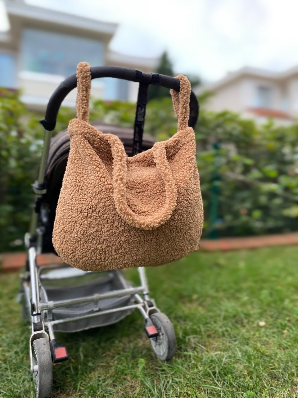 ☆人気☆【Ossl】☆Handmade Dan.z fleece fluffy tote ba.g☆ Fluffy Fleece Teddy Mom Bag, Boho Large Shoulder Tote Bag
