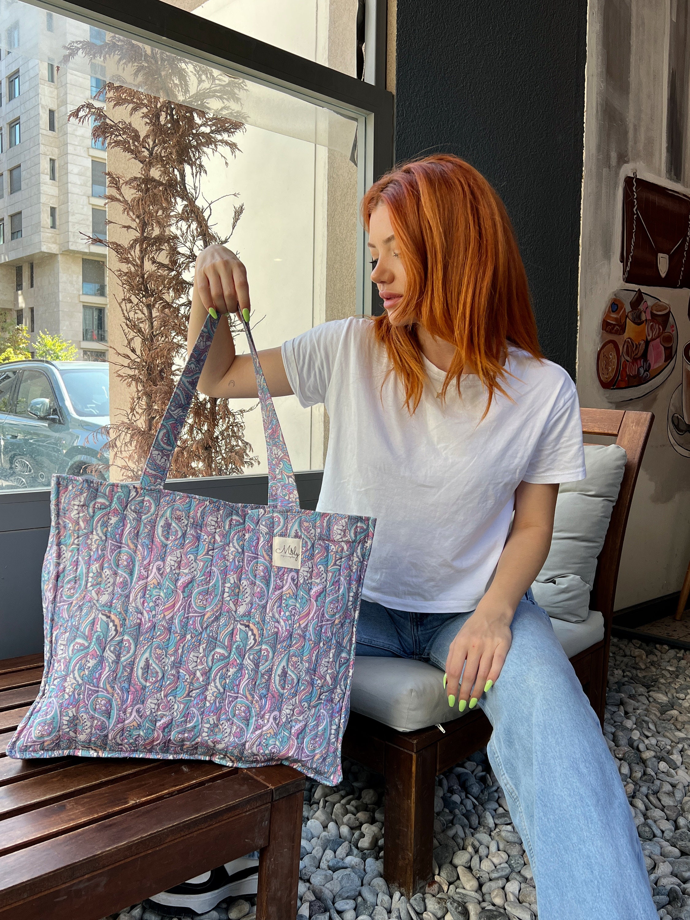 Quilted tote best sale
