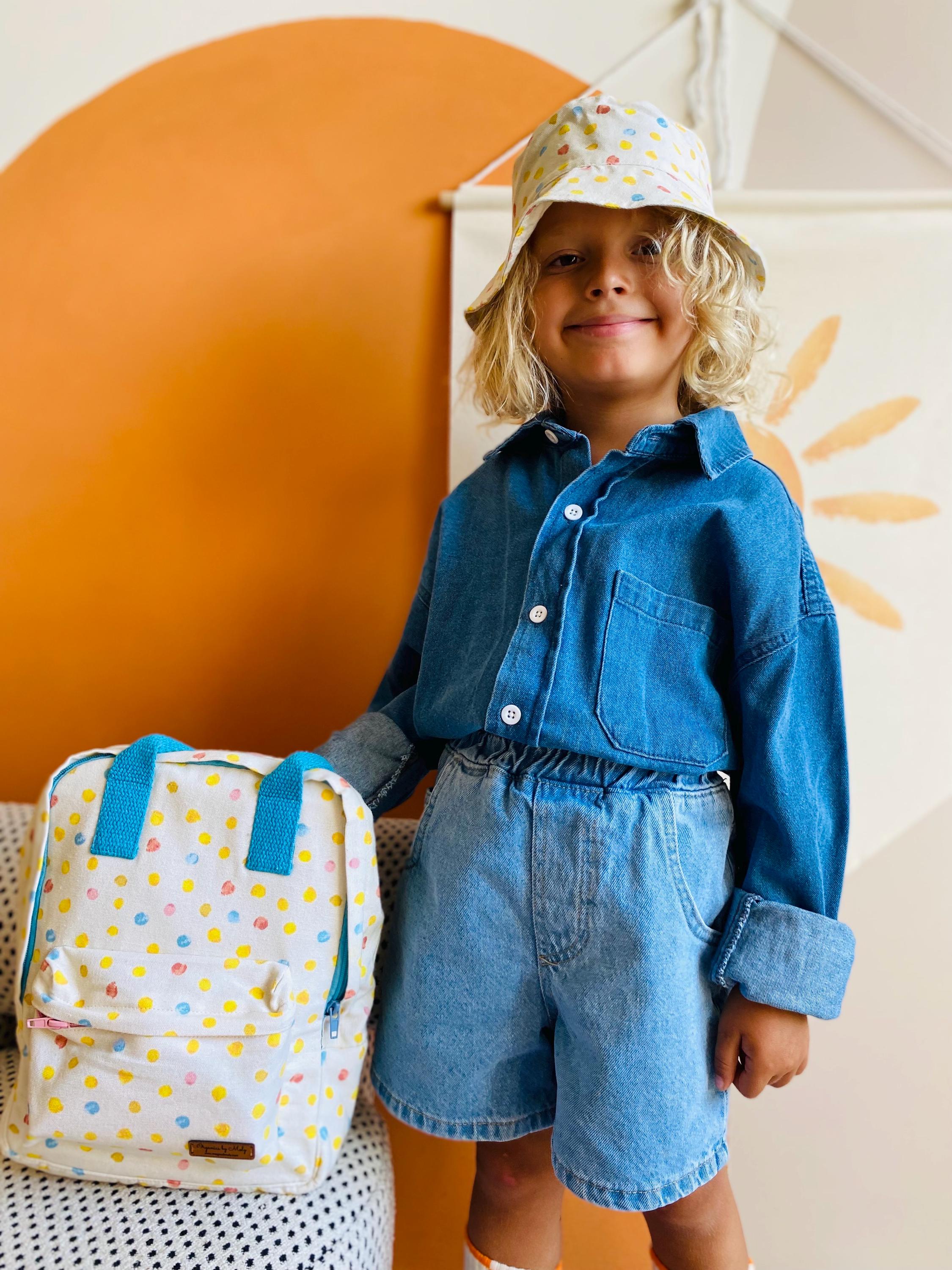 Personalized Organic Cotton Kids Backpack & Sun Hat Set - Eco-friendly ...