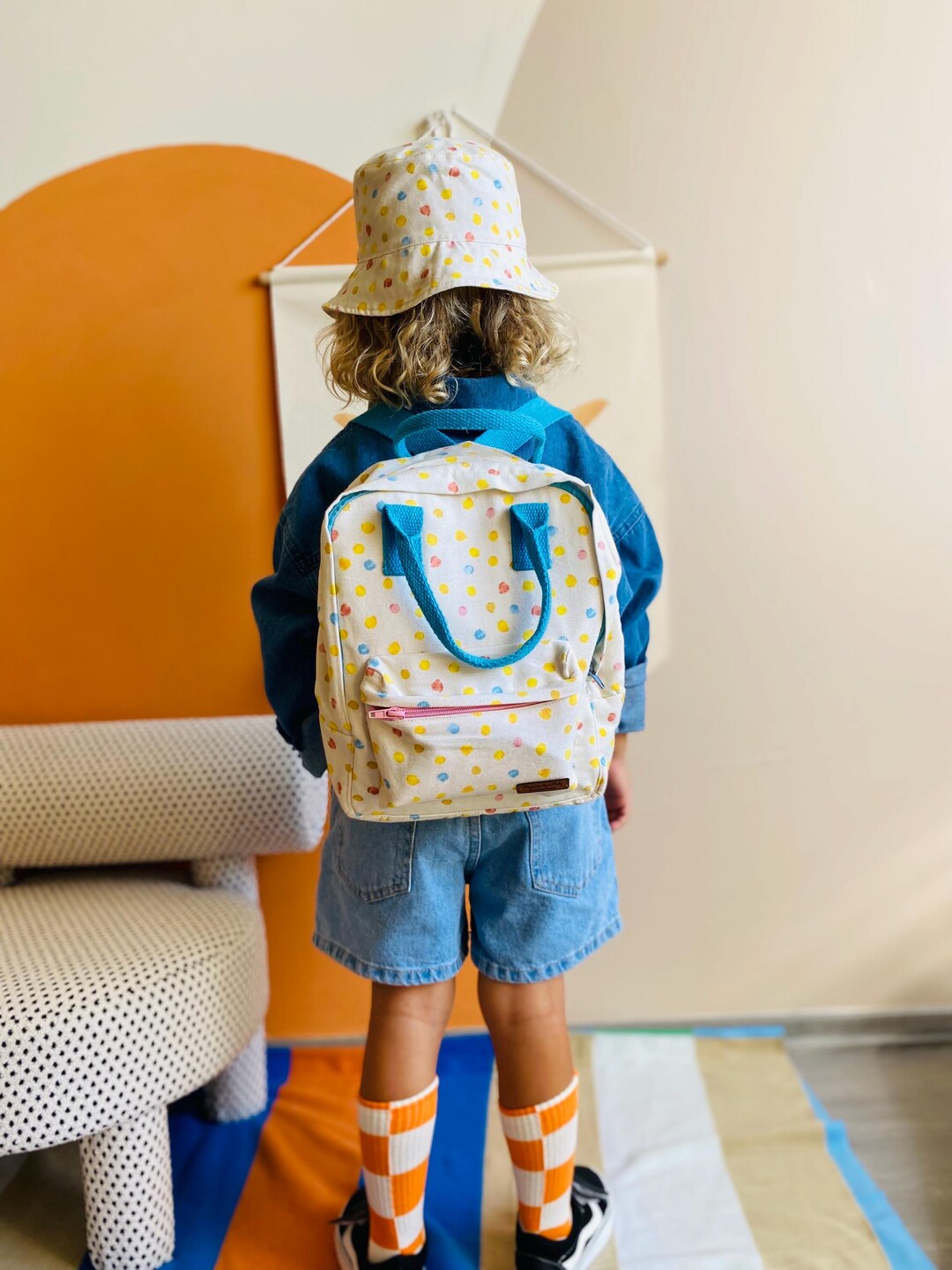 Personalized Organic Cotton Kids Backpack & Sun Hat Set - Eco-friendly ...