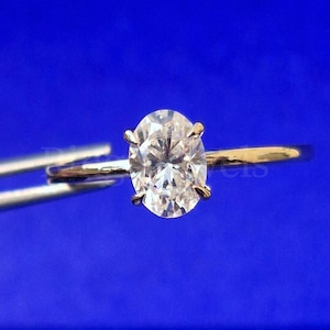 0.5CT Oval Moissanite Ring Thin Band Oval Engagement Ring 14K Solid Gold Simple Oval Solitaire Ring Anniversary Ring, Moissanite Ring Gift
