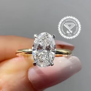 3CT IGI Certified Lab Grown Oval Cut Diamond Ring with Hidden Halo Engagement Ring 14k Gold Diamond Ring for Her Lab Diamond Ring Gift