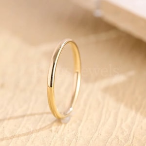 1.5mm Thin Simple Plain Band 14k Solid Gold Thin Wedding Band Stacking Plain Gold Ring Dainty Minimalist Gold Band Simple Spacer Ring gift