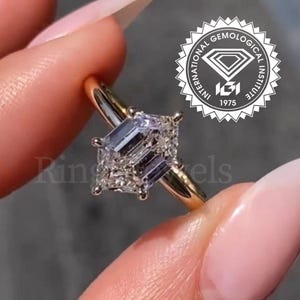 2CT Hexagonal Lab Grown Diamond Engagement Ring Antique Hexagon Diamond Solitaire Ring 6 Claw Prong Setting Certified Lab Grown Diamond Ring