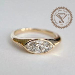 Marquise Cut Lab Grown Diamond Engagement Ring East To West Set Lab Grown Diamond Solitaire Ring Diamond Ring For Women Promise Ring For Her