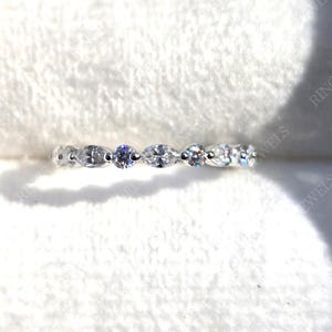 1 TCW Marquise and Round Cut Lab Grown Diamond Wedding Band Alternating Moissanite Band Full Eternity Band Stackable Band Christmas gift