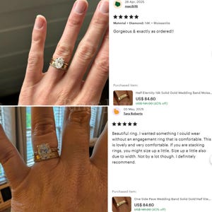 Half Eternity 14k Solid Gold Lab Grown Diamond Wedding Band Moissanite ...