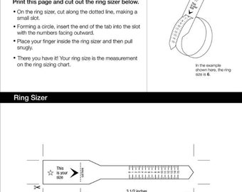 Printable Diamond Ring Sizer | Ring Size Finder | Ring Size Measure | International Ring Size Chart | Jewelry Sizer Tool | Instant Download