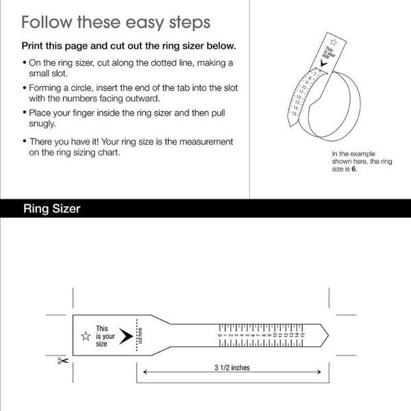 Printable Diamond Ring Sizer | Ring Size Finder | Ring Size Measure | International Ring Size Chart | Jewelry Sizer Tool | Instant Download