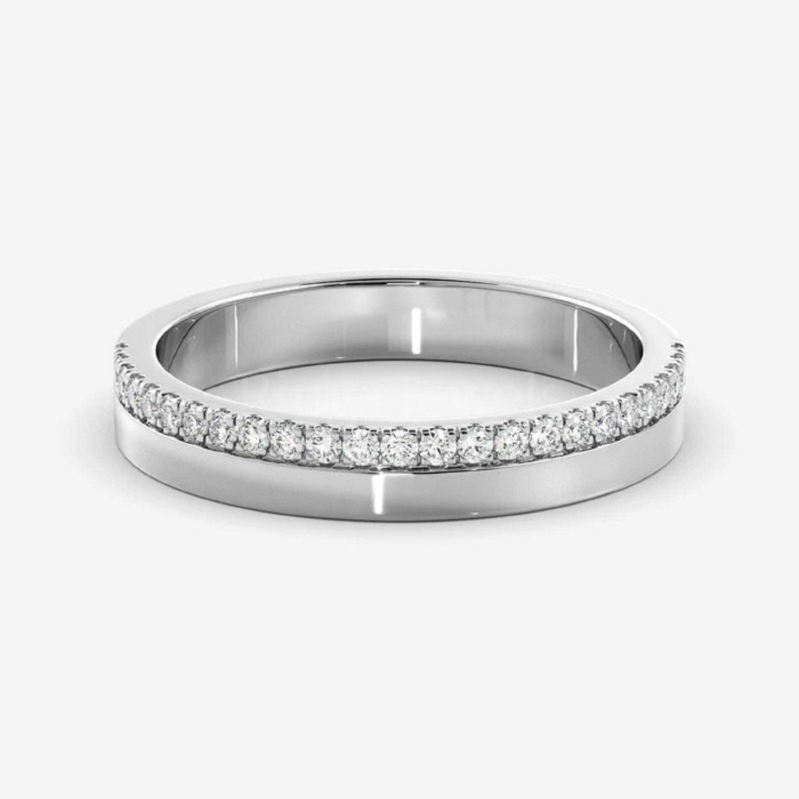 Half Eternity 14k Solid Gold Lab Grown Diamond Wedding Band Moissanite ...