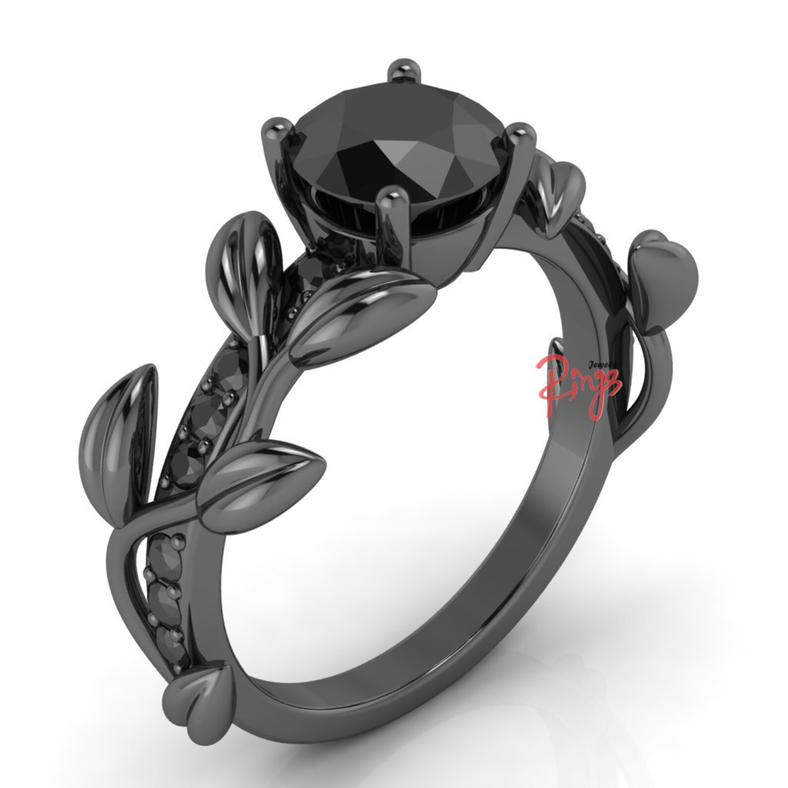 Black Stone Wedding Ring Engagement Ring Gemstone Ring Etsy