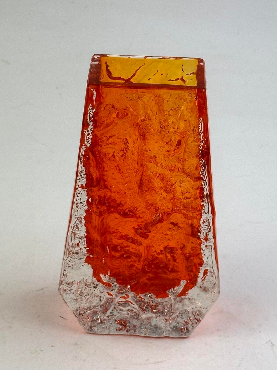 WHITEFRIARS Coffin Vase by Geoffrey Baxter, Tango Orange 5 Inches, 12