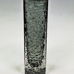 WHITEFRIARS nailhead vase in pewter colour by Geoffrey Baxter, 17cm. Vintage.