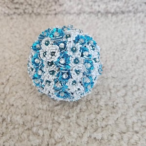 Blue & Silver Glitter Flower Ball Decor| Flower Ball Decor| Glitter Decor | Spring Decoration | Spring Decor