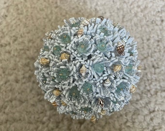 Blue & Silver Seashell Ball | Shell Art| Shell Decor |Decorative Foam Seashell Ball