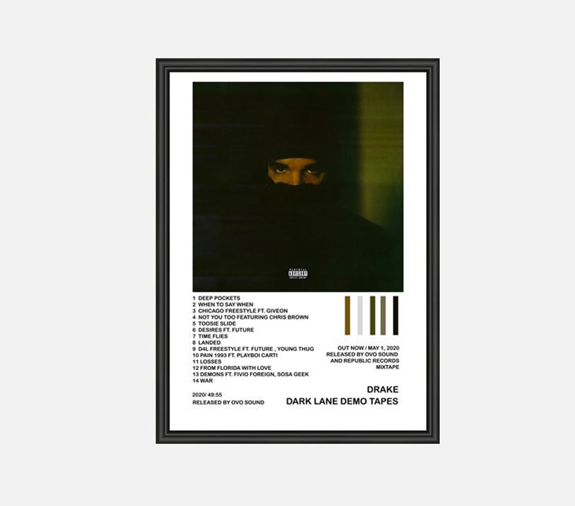 Dark Lane Demo Tapes Drake Album Tracklist Poster Etsy