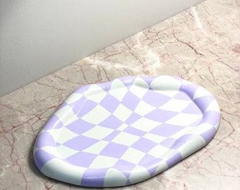 Hand painted Checkered Cloud Tray