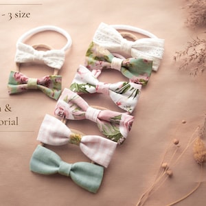 Hair Bow Sewing PDF Pattern and Tutorial - 3 size, Baby bow PDF pattern, Classic bow pattern, Kids Hair Bow, hair bow pattern