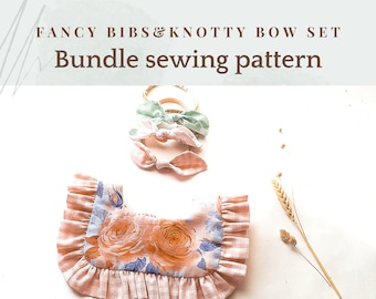 Short vintage bib pattern & simple knot hair bow ,Bib pattern pdf, baby bib pattern, baby bib sewing pattern, baby sewing patterns