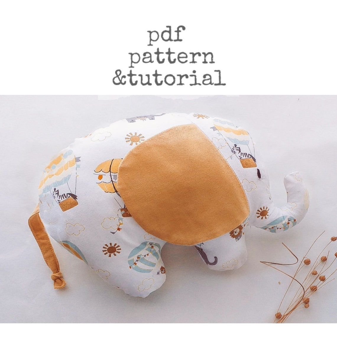 Elephant Toy Pattern Sewing Pdf&tutorial Soft Animal Toy - Etsy