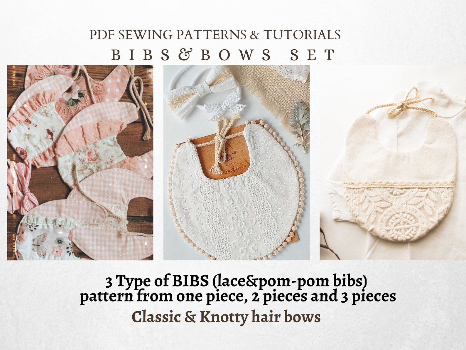 3 Type of Bibs (pom-pom Lace Bib, 2 Fabric Pieces Bib , 3 Piece Bib ...