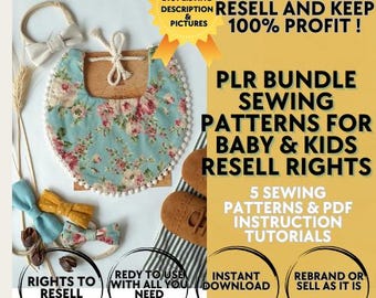 PLR Sewing Patterns Pack - Digital Sewing Patterns & Instructions, Resell for Passive Income, Done for You listings, Resell sewing patterns