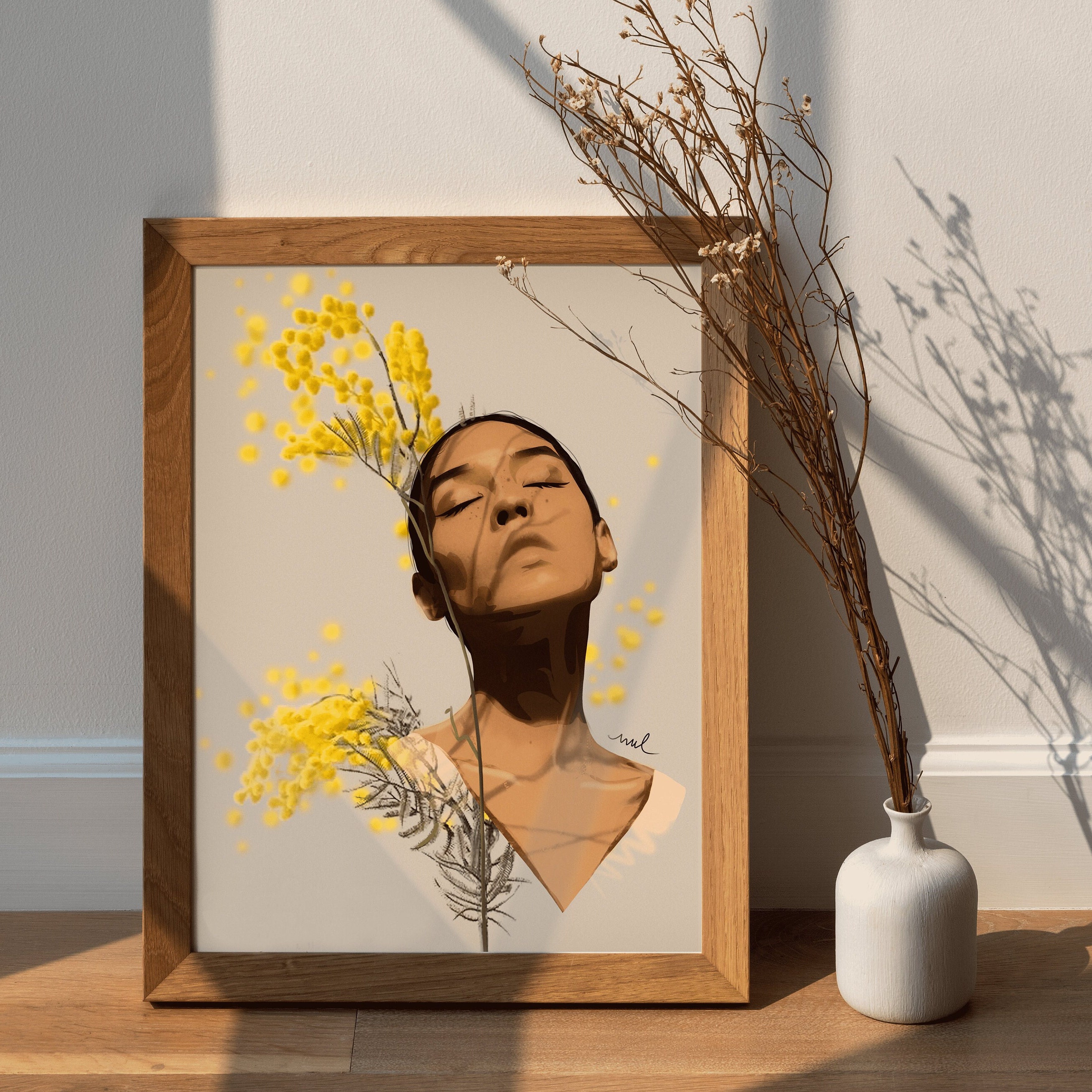 Affiche Poster Mimosa Femme Fleur