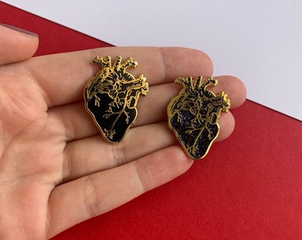 B-GRADE - SECONDS SALE/ Please read description/ Anatomical Heart Hard Enamel Pin / Black Heart Pin / Heart Pin / Black Heart Badge /