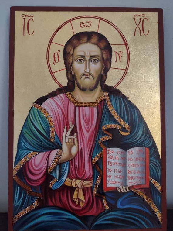 Painted Icon of Jesus Christ Omnipotent - Etsy