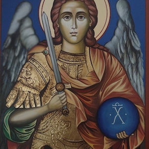 Painted icon of Saint Michael the Archangel(12.5/9.5INCH)