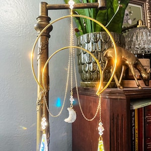 Mond Kristall Suncatcher Aura Quarz Mond Kristall Dekor Mond-Dekor Mondsichel Kristall Art Regenbogen Maker Mond Kristall