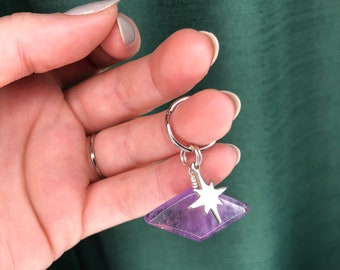 Strengthening and Balancing Training Aid Pet Gift Natural Black Onyx and Amethyst Heart Gemstone Charm for Cat Dog