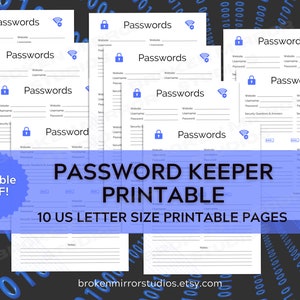 Printable: Ausfüllbarer Passwort Tracker (PDF)