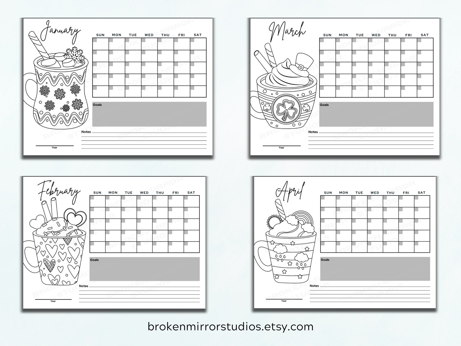 Printable Calendar | Coloring Book | Holiday Coloring Pages | Seasonal ...