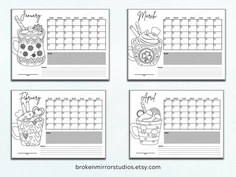 Printable Calendar Coloring Book Holiday Coloring Pages Seasonal