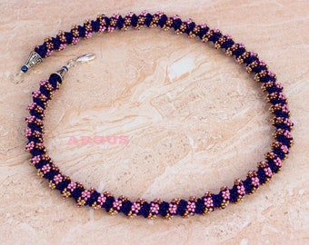 Corde faite à la main cousue en spirale de fleur de marguerite, perles de graines tchèques, perles de graines japonaises, technique d’ondulation unique, cadeau pour les femmes