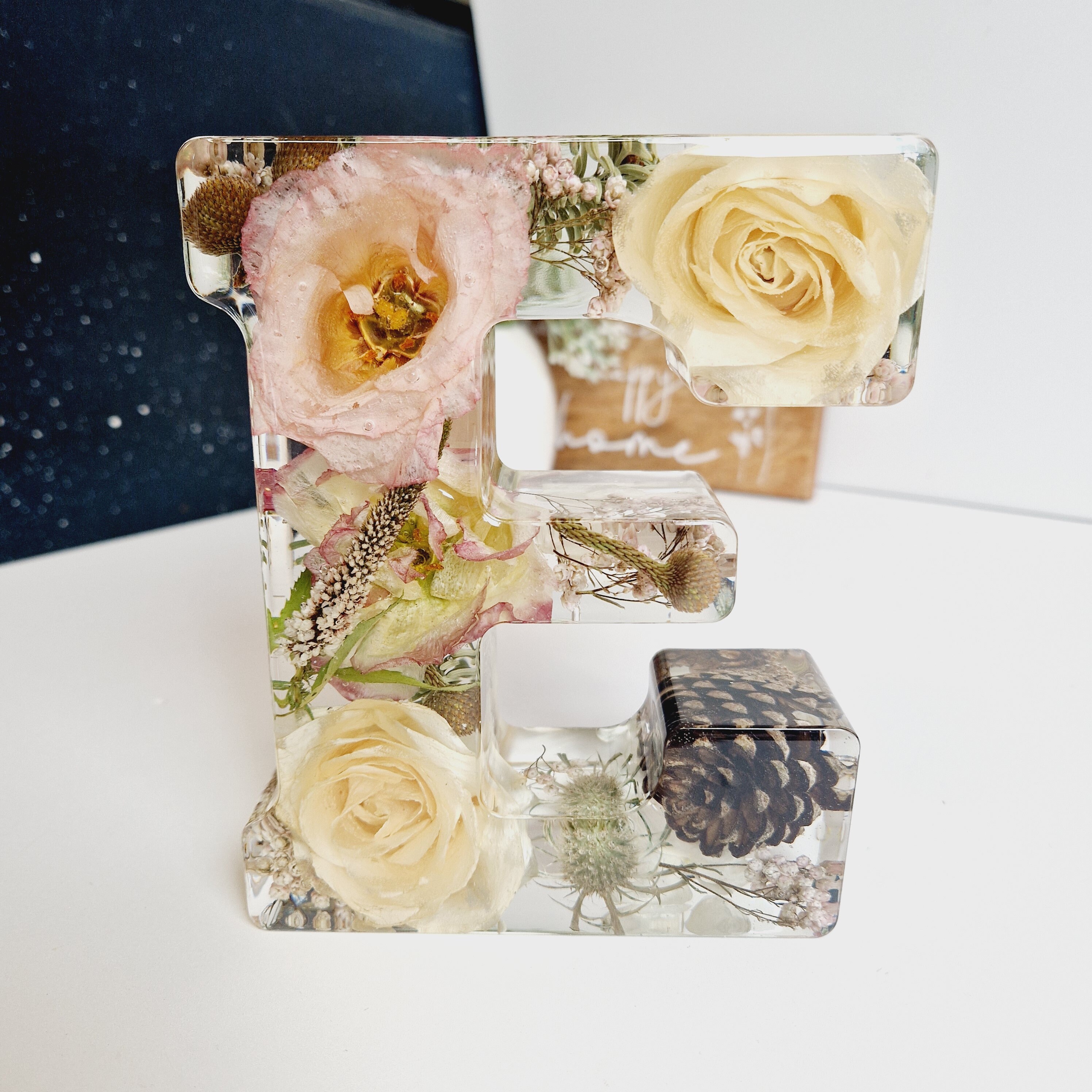 Resin Letters Roses Large 16cm Resin Flower Letters. Custom Made, Wedding Keepsake, Funeral ...