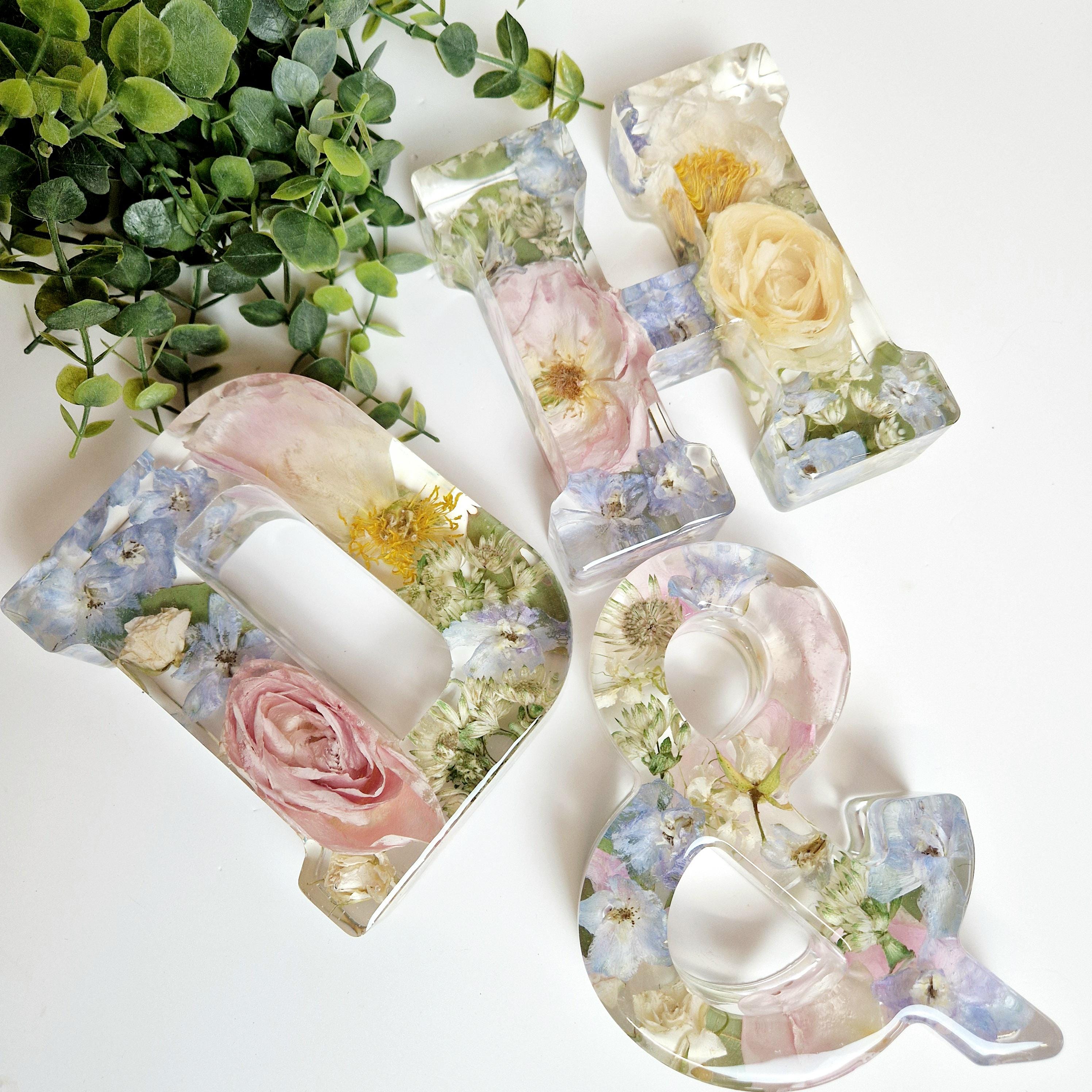 Resin Letters Roses Large 16cm Resin Flower Letters. Custom Made, Wedding Keepsake, Funeral ...