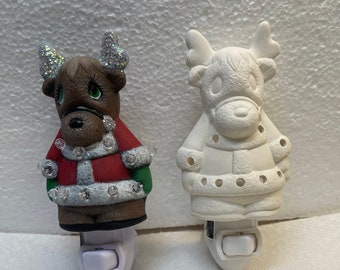 Ready to Paint Ceramic Boy Reindeer Nightlight Kit