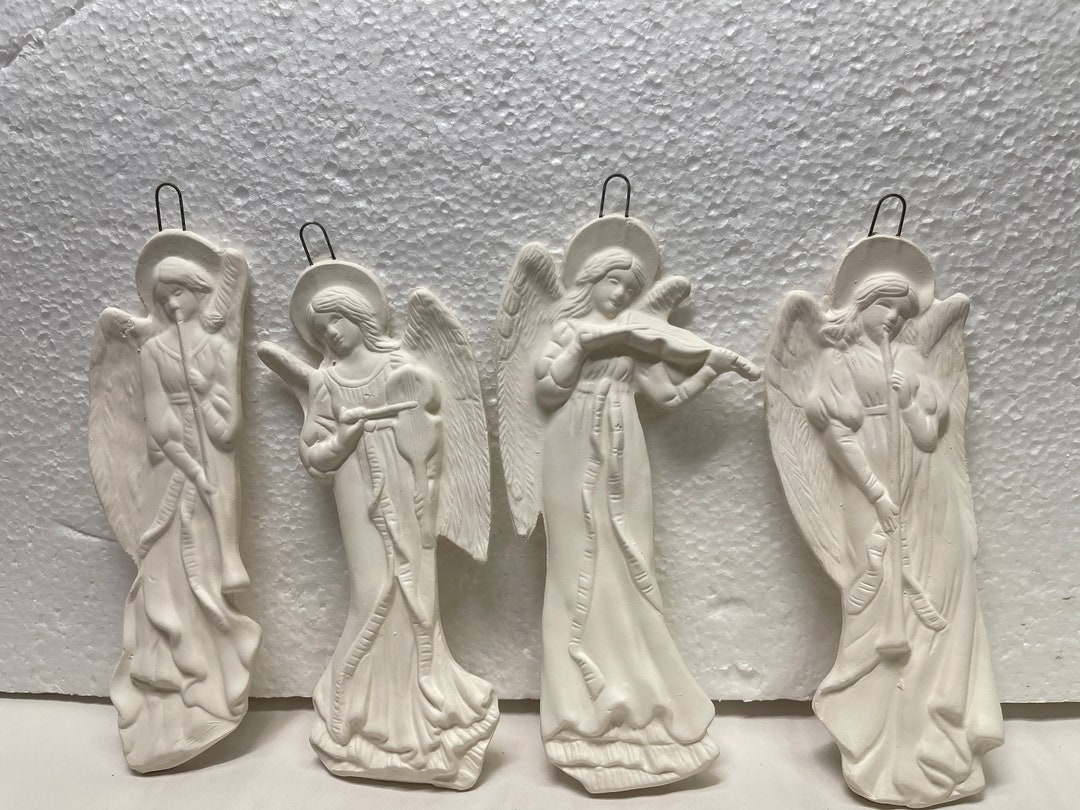 Ready to Paint4 Flat Ceramic Angel Ornaments 5 Etsy