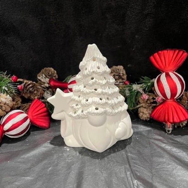 Ready to Paint Small Tannenbaum Gnome with Tree 5" Tall