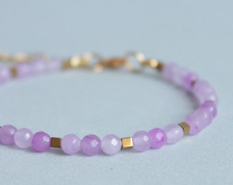 Amethyst Crystal Bracelet • Dainty Genuine Amethyst Stone Bracelet • Lavender Amethyst jewelry • Purple Bracelet